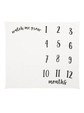 Pearhead White Black Minimalist Watch Me Grow Muslim Baby Blanket for Photos